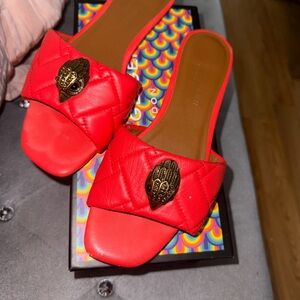 Kurt Geiger Red Quilted Slide Sandals